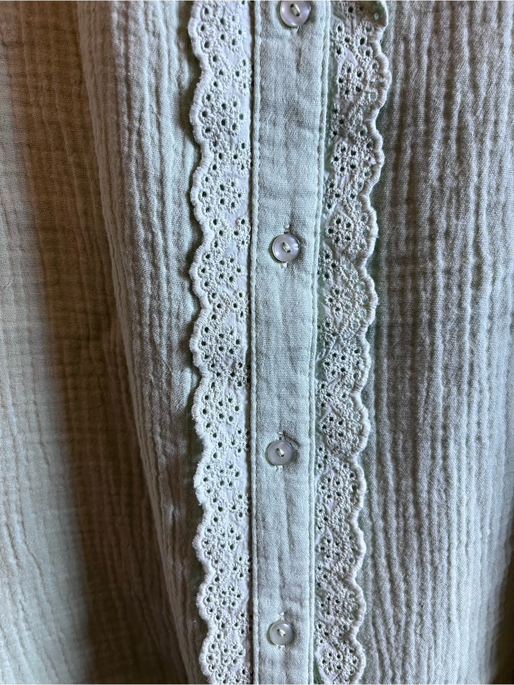 Sherbet Green Gauze Button-Down Tunic Dress - Picture 5 of 8